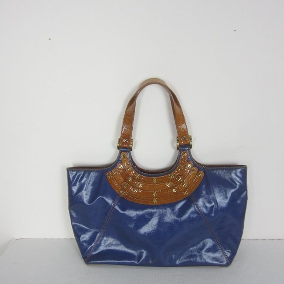 Tory Burch Blue and Brown Tote Bag - Picture 1 of 9